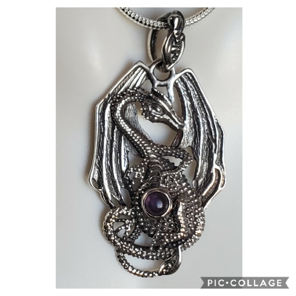 Jewelry - Genuine Amethyst Regal Dragon Pendant
